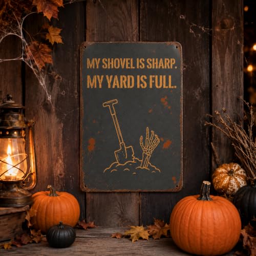 Funny Halloween Metal Tin Sign Wall Art Rustic Warning Plaque 8x12 Inch