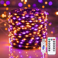Halloween Fairy Lights Plug in 33ft 100LED Twinkle String Lights - Orange & Purple