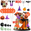 Halloween Cake Decorations Set with Pumpkins, Ghosts, Witches & Boo Signs