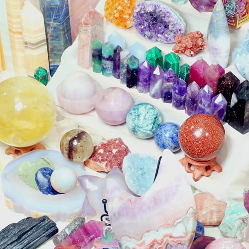 6lb Natural Crystal Box - Polished Spheres, Towers & Heart Shapes for Home Decor & Gifts