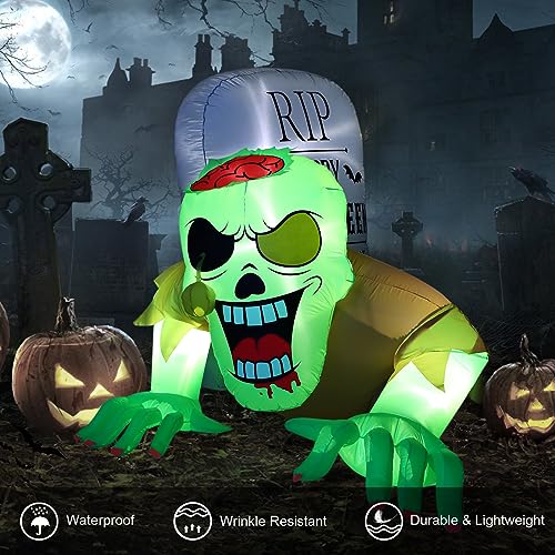Halloween Inflatable Zombie Tombstone Outdoor Decorations - 8.6Ft Spooky Yard Decor