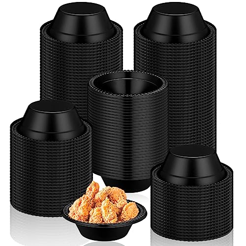 Black Disposable Plastic Bowls, 160 pcs, 12oz for Halloween Parties & Food Serving - Variation: Black