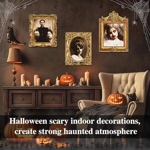 20 Pcs Halloween 3D Moving Face Portraits Horror Wall Decor - Spooky Haunted Mansion Set