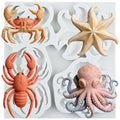 Marine Theme Silicone Mold Crab Starfish Octopus Cake Decorating Fondant Mold - Style K