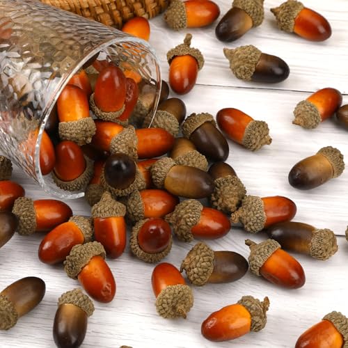 Dark Artificial Acorns Bulk for Autumn Crafts & Thanksgiving Decor - 80pcs