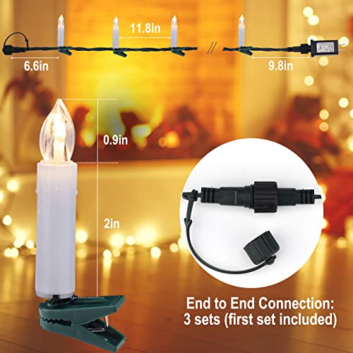 48ft Connectable Flameless Christmas Candle Lights - Warm White, Steady On, 50 LED