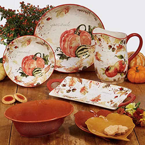 Harvest Splash 16.9 oz. Ceramic Mug Set of 4 with 2 Designs - Reheating Safe