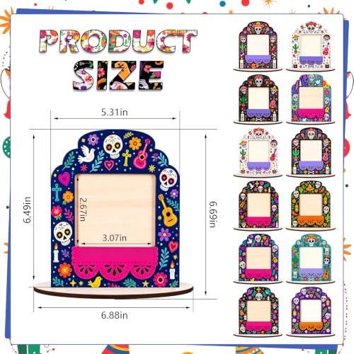 12 Pack Day of the Dead Picture Frames for Altar Decor - Mexican Cultural Memorials