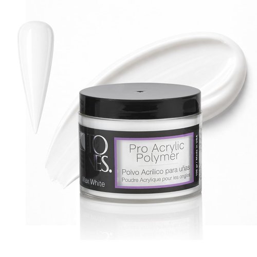 Tones Pro Acrylic Nail Powder - Max White (Creamy Soft Off-White) | 3.5 Fl Oz - Long-Lasting Non-Yellowing Polymer for Salon Quality Nail Extensions & 3D Art