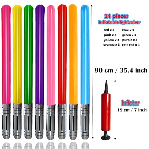 Multicolour Inflatable Light Saber Toy Set - 25 Pieces, 8 Colors, 31 Inches