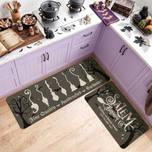 Halloween Witches Kitchen Rugs and Mats Set of 2 - 1.5 x 3.11 ft Rectangular Halloween Floor Decor