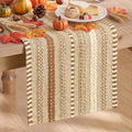 Artoid Mode Coffee Farmhouse Stripe Braided Table Runner 12x72 Inch - Light Coffee