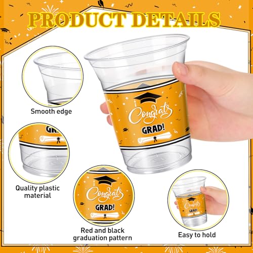 Orange Graduation Cups 12 oz 50 Pack Class of 2026 Party Supplies