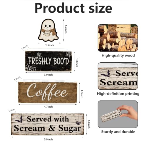 Halloween Wooden Table Decor - Ghost Coffee Sign - Boo Variation