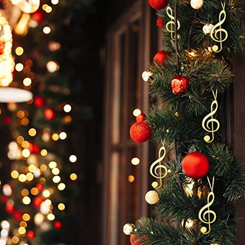 Gold Christmas Music Note Ornaments - 24 Pack Treble Clef Hanging Decorations