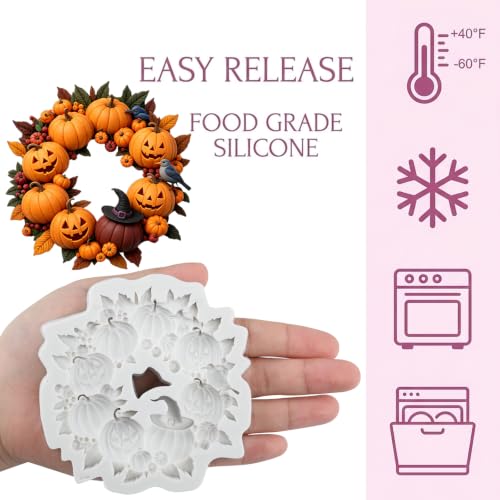 Halloween Pumpkin Fondant Mold - Wreath Silicone Cake Decorating Tool - Style Q