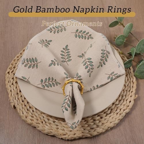 Set of 24 Gold Bamboo Napkin Rings - Elegant Table Decoration for Weddings & Parties