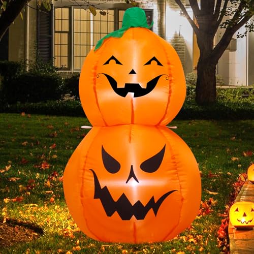 Halloween Inflatable Pumpkin Decoration - 3.5 Feet Tall with LED Lights - Variation of 3.5FT Halloween 2 Pumpkins