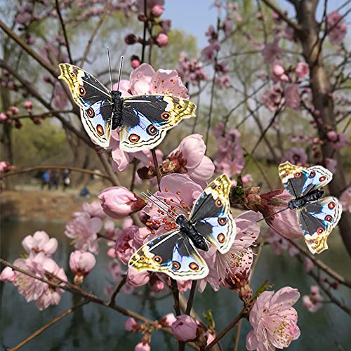 Berfutall 12-Piece Junonia Orithya Feather Butterfly Set on Picks - Floral & Craft Decor - Variation B