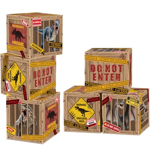 Halloween Dinosaur Party Decoration Boxes Set - 12x12 Inches, 6 Pieces