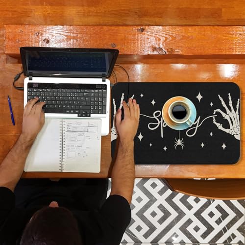 Halloween Gothic Coffee Mat Set - 2 Pack, 12x19 Inches, Black Spooky Variation