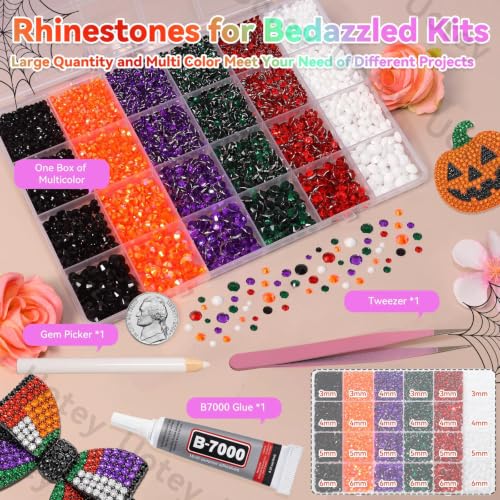 Halloween Rhinestones Kit S1 - 3-6mm Flatback Gems for Bedazzling Crafts