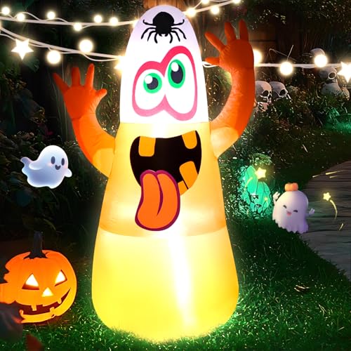 4FT Inflatable Ghost Decoration with LED Lights for Halloween Yard Outdoor Indoor