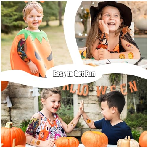 Kids Temporary Tattoo Sleeves Set for Halloween Party - 36 Waterproof Sheets