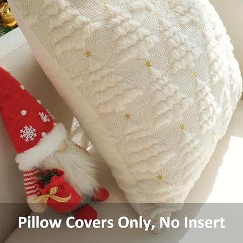 Decorative Pillow Covers Pack of 4 Faux Fur Christmas Tree 24x24 Inches