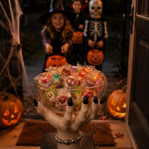 Halloween Witch Hand Candy Bowl Stand Resin Snack Dish Trick or Treat Decor