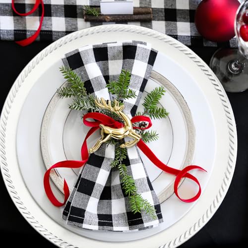 Gold Reindeer Napkin Rings Set of 12 - Christmas Table Decoration - Variation of 12 / Gold Deer
