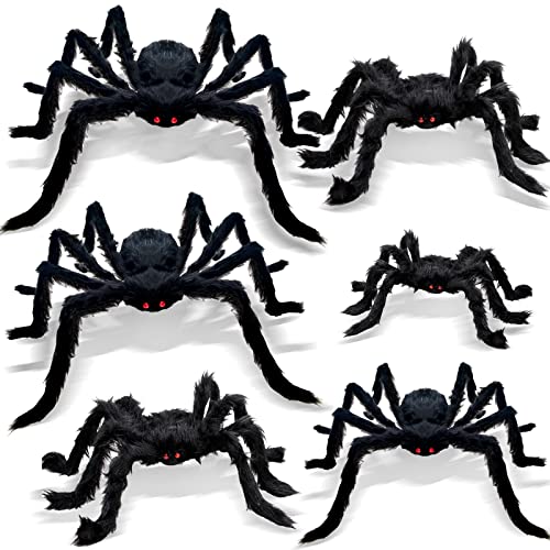 6 Pack Large Halloween Spider Decorations - Outdoor & Indoor Spiders with Realistic Appearance