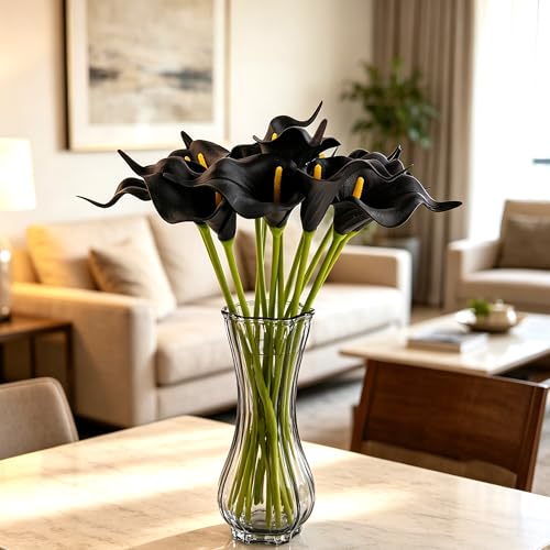 Artificial Calla Lily Flowers Set - Black, 13pcs for Wedding & Home Decor