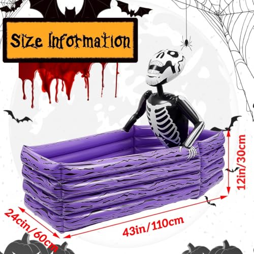 Halloween Inflatable Coffin Cooler - 43 Inch Purple Drink Holder for Parties