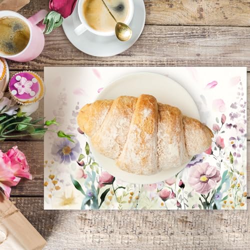 CHAROUP Style 17 Floral Disposable Paper Placemats - Watercolor Table Mats, 50 Pack