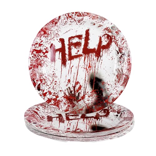 Halloween Bloody Zombie Disposable Paper Plates for Party, 20 Count
