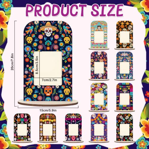 Large Rectangle Dia De Los Muertos Picture Frame for Altar & Tabletop Decorations - Mexican Sugar Skull Memorial Photo Frame Set