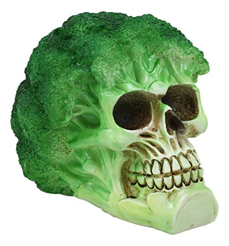 Broccoli Skull Statue - Green Vegetable Decor with Salad Theme - Variation: Broccoli Floret