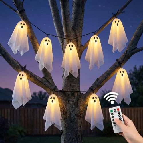 Halloween Ghost Hanging Decorations Set - Glowing Outdoor & Indoor Ornaments
