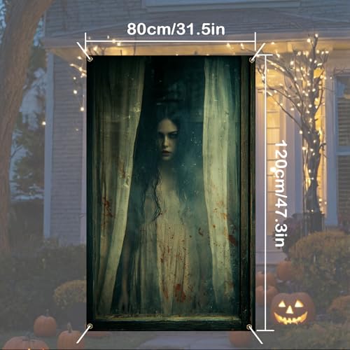 Halloween Window Cover Banner Bloody Ghost 31.5x47.3in Polyester - Variation LU90008