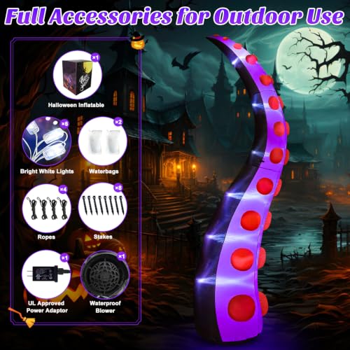 Purple Halloween Inflatable Octopus Tentacles 14FT Giant Yard Decoration with LED Lights