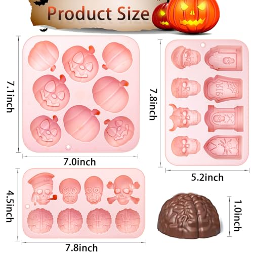 Halloween Silicone Mold Set for Baking Candy and Soap - 3 Pack
