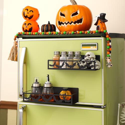 Beeveer Magnetic Spice Rack for Refrigerator - Bat/Black, 2 Pack