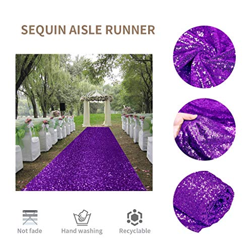 Purple Sequin Wedding Aisle Runner 15x2ft Carpet for Wedding Ceremony & Events - ShinyBeauty