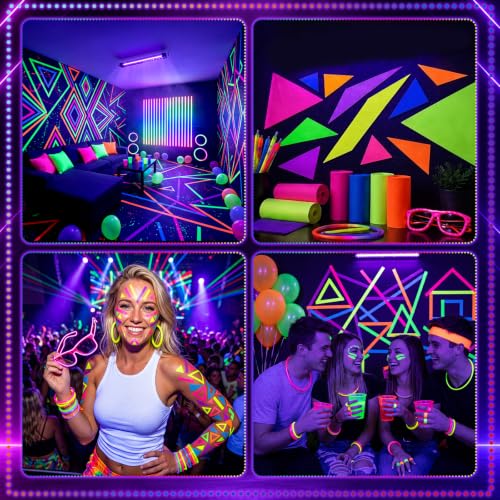 UV Black Light Bar with Neon Gaffer Cloth Tape Set for Glow Parties