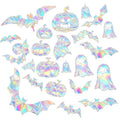 Halloween Window Decals Set - Rainbow Ghost Bat Pumpkin Stickers for Holiday Decorations
