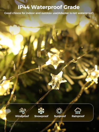 80FT 240 LED Star String Lights - Silver Wire, Waterproof, Remote Control