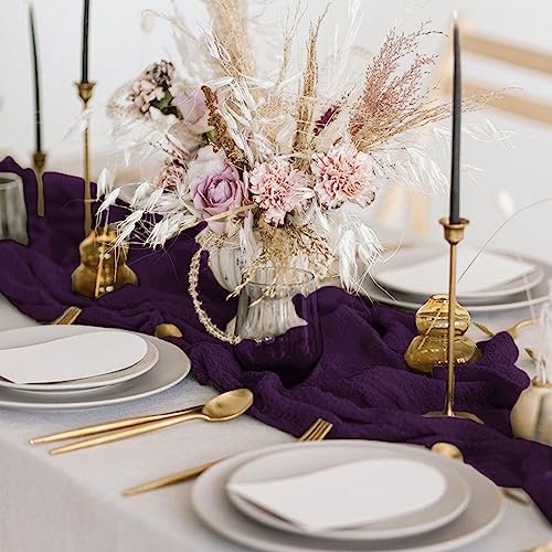 Purple Cheesecloth Table Runner 35x10FT Boho Rustic Wedding & Party Decor