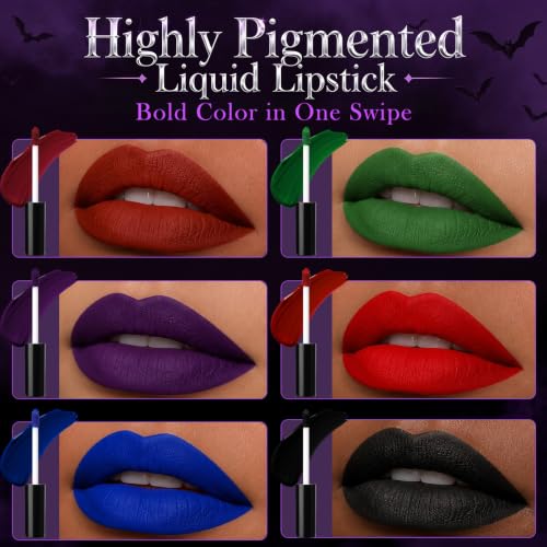Halloween Liquid Lipstick Set - Bold Matte Colors for Cosplay & Gothic Makeup