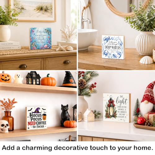 Dead Inside But Caffeinated Wooden Box Sign - Multi-Color Halloween Decor